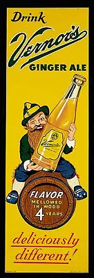 Vernor's Ginger Ale Man On Barrel 48  Heavy Duty Usa Made Metal Advertising Sign • $235.20