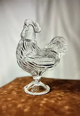 Elegant Rooster Crystal Hen Candy Trinket Covered Dish SHANNON CRYSTAL Czech • $21.99