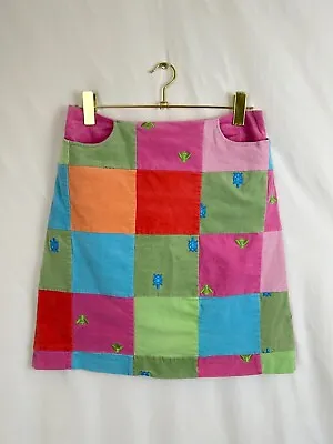 Vintage Lilly Pulitzer Patchwork Corduroy Skirt Women's 6 Cassie Cove Patch • $14.90