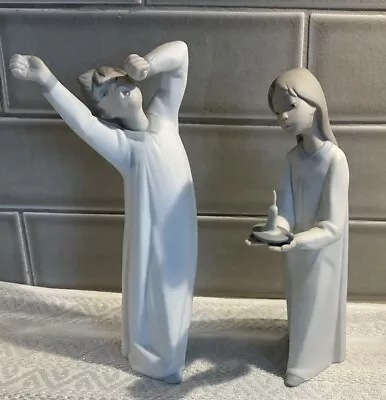 Lot Of 2 Lladro 8  Figurines  “Girl With Candle” 4868 “Boy Awakening” 4870 Matte • $75