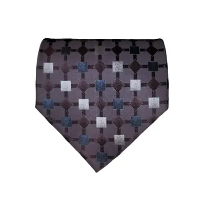 Cezani Necktie Tie Mens Purple Silver Black Geometric Patterns Silk New NWT • $8.99