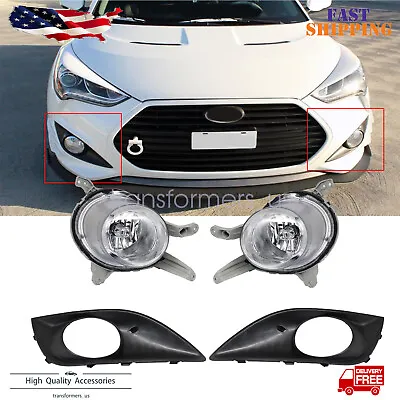 4x Halogen Fog Lamp With Cover Left+Right Side For Hyundai Veloster Turbo 13-16 • $156.79