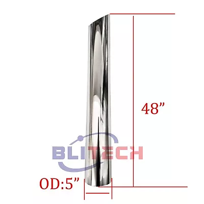5 Inch 5 OD X 48 Length Stack Pipe Mitre Cut Chrome Truck Exhaust Pipe • $145