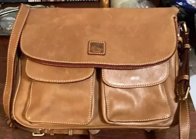 Dooney Bourke Brown Florentine Vacchetta Leather Saddle Messenger Shoulder Bag • $245.65