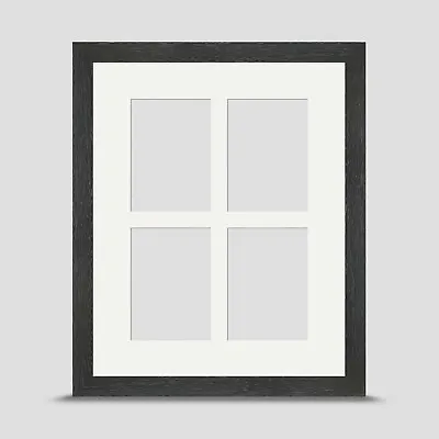 Grey Photo Frame 10x8 Inch Inc SOFT WHITE Mount For Four 3.5x2.5 ACEO ART PRINT • £18.45