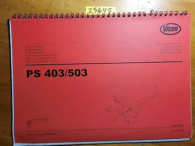 Vicon Greenland PS403 PS503 Spreader Series 75406-11 Parts Manual 70.009.064/11 • $15