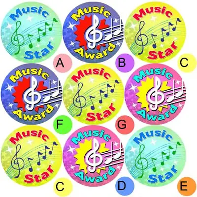 234 Music Awards 30 Mm Reward Stickers For School Teachers Parents And Nursery • £2.98