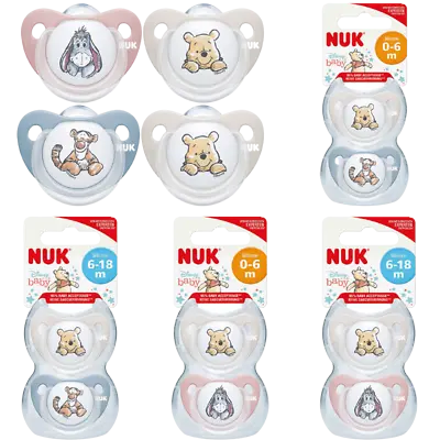 £9.09 • Buy NUK Disney Winnie The Pooh Soother Dummies For Boys & Girls 0-6M 6-18M