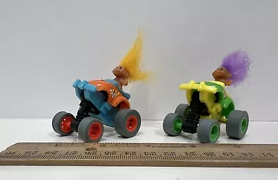 Set Of 2 Unbranded Mini Trolls In Action Cars Push Down & Go Working! Vintage • $12.99