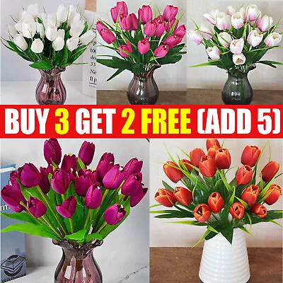 Artificial Tulip Fake Flowers 6 Heads Bouquet Garden Party Home Wedding Decor UK • £4.59