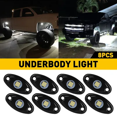 Waterproof Pure White LED Rock Lights 8 Pods For ATV JEEP Off Road Boat X8 Black • $30.99