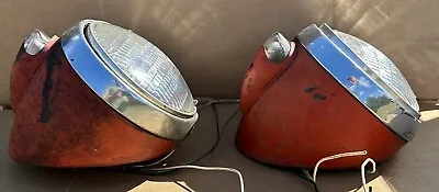 Rare Vintage Pair White Truck Head Light Buckets T-3 W/Turn Signals 12 Volt • $299.99