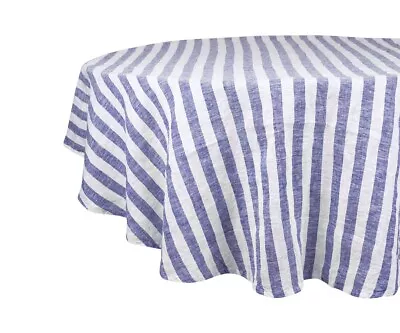 Round Tablecloth 60 Inch Wedding Linen Table Cover Blue Stripe Round Tablecloth • $47.49
