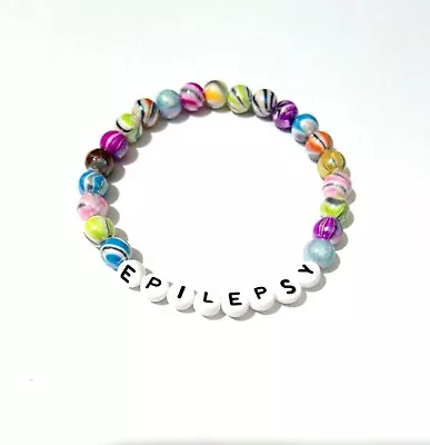 Medical Alert Bracelet Candy Stripe Acrylic Bead Stretch Many Sizes • £5.99