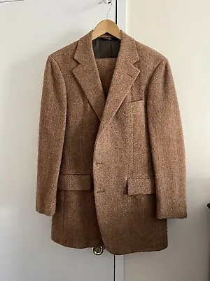 Vintage 1970s Polo Ralph Lauren Ginger Brown Herringbone Tweed Suit - 38R • $300