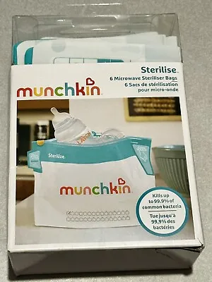 Munchkin LATCH MICROWAVE STERILISER BAGS 6PK Baby Feeding Hygiene Cleaning • £7.99