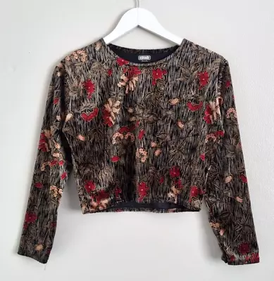 Episode Remake Vintage Crop Top Size Small S Floral Velvet Long Sleeved • £8