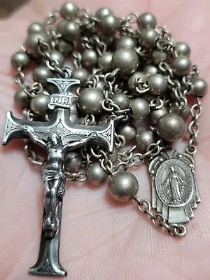 Vintage Rosary Solid Sterling Silver Religious Crucifix Catholic Medals Lot #D • $28
