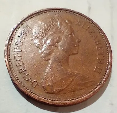 Two New Pence 1971 UK GB Elizabeth II Coin 2 Penny 3 Feathers Tuppence Ich Dien • $2