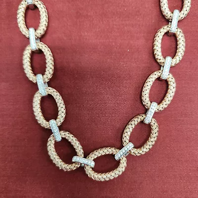 QVC Vicenza Silver Sterling 18  Woven Link Necklace With Diamoniqu Pre-owned • $2.25