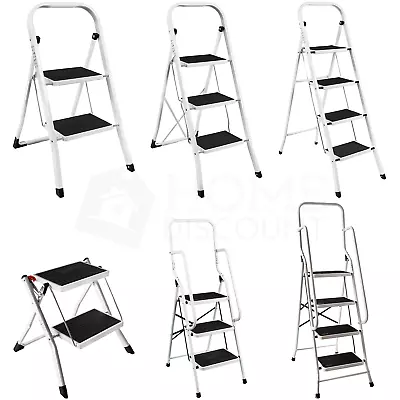 £32.99 • Buy 2 3 4 Step Ladder Folding Portable Compact Heavy Duty Iron Anti-Slip Mat Stool