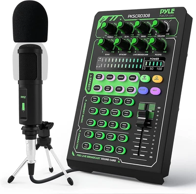 £103.82 • Buy Pyle Portable Bluetooth Live Broadcast Sound Card Pro Audio Interface DJ Mixer C