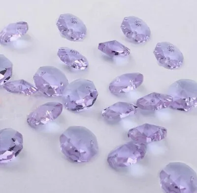 £1.92 • Buy 20pcs 14mm Purple Crystal Octagonal Beads Decoration Crystal Chandelier Parts