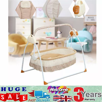 Electric Baby Auto-Swing Crib Cradle Infant Bluetooth Rocker Sleep Bed + Mat • £96