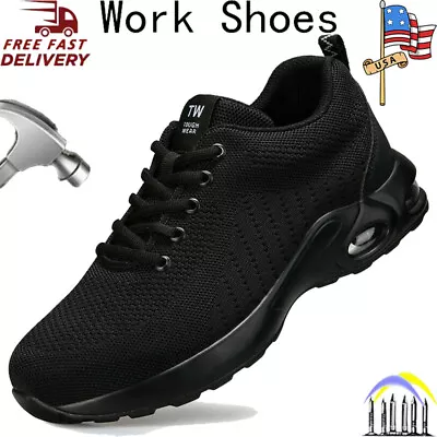 Mens Non Slip Work Shoes Steel Toe Boots Lightweight Breathable Safety Sneaker • $31.27