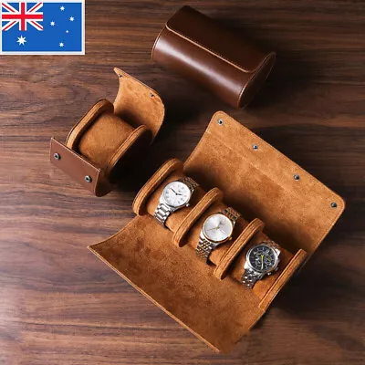 Watch Roll Display Box Leather Travel Case 3 Slot Storage Wrist Watch Pouch #T • $30.22