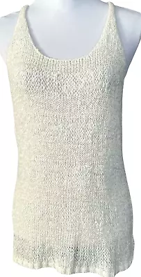 Miss Me White Knit Racerback Tank Top Scoop Neck Size Large • $14.97