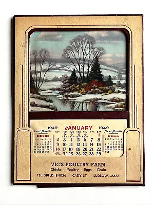 Vintage  1949  Vic's  Poultry  Farm  Ludlow  Ma  Advertising  Calendar • $14.95