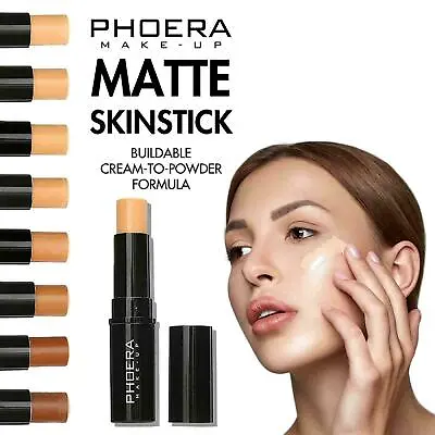 £3.99 • Buy PHOERA® Matte Foundation Make Up Skinstick Cream To Powder Full Coverage Makeup