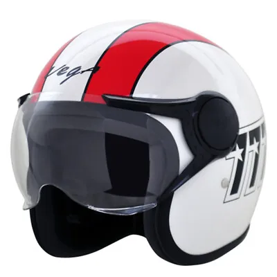 Vega Jet 777 W/Visor White Red Open Face Helmet • $102.97