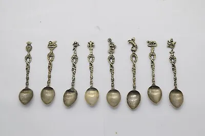 8 Antique Teaspoons Of Italy Venice Lion Of San Marco Lily Of Florence More • $14.95