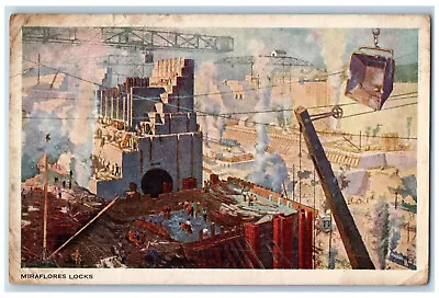 1941 Miraflores Locks Painting Of WB Van Ingen Panama Canal Postcard • $14.98