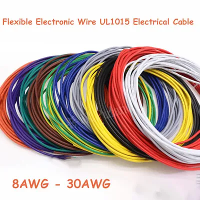 £1.55 • Buy Flexible Electronic Wire UL1015 Electrical Cable 8-30AWG Copper Tinned Colourful