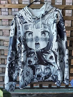 Anime Manga Ahegao Face Graphic Black White Hoodie Jumper & Pants Set • $50