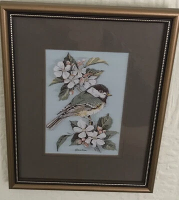 £8 • Buy J. & J. Cash LTD Black Capped Chickadee Silk Woven Picture