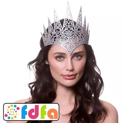 Wicked Silver Fantasy Crown Hat Game Of Thrones Adults Fancy Dress • £3.79