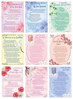 Graveside Memorial Cards With Verse ~ Mum Dad Wife Husband Son Daughter • £2.29