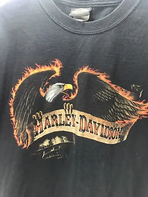 Harley Davidson Motorcycle Hot Rod T Shirt  Muskegon MI Hanes Beefy Eagle Medium • $29.99