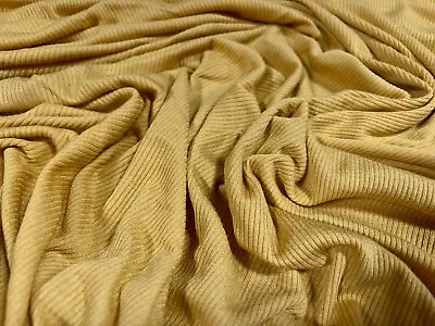 £3.99 • Buy Soft Stretch Ribbed Jersey Knit Fabric, Per Metre - Plain - Mustard