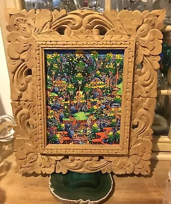 Ni Md. Jepun Painting Hand-Carved Frame Penestanan Kelob Ubud Bali Rice Harvest • $249