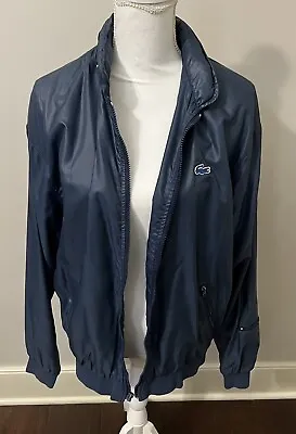 Vintage Izod Lacoste Jacket Men's Large L Blue Full Zip Windbreaker Croc Logo • $21.59