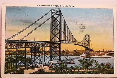 Michigan MI Detroit Ambassador Bridge Postcard Old Vintage Card View Standard PC • $0.50