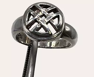Vintage 925 Sterling Silver Celtic Tribal Cross Ring Size 7 • $75.99