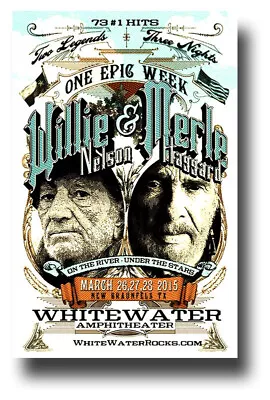 Willie Nelson & Merle Haggard Poster 11 X 17 NEW !  FREE Shipping ! • $20