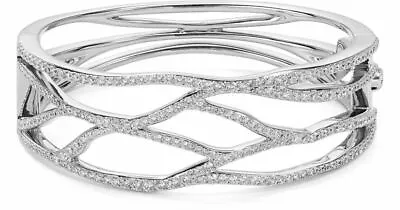 NADRI Corsage CZ Drama Bangle Hinged Bracelet Rhodium Plated Brass  MSRP $155 • $68.99