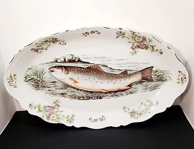 Antique Royal Austria Oval Salmon Fish Platter By O&EG 18  • $135